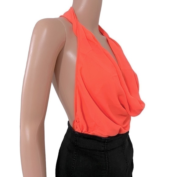 DOUBLE Zero Neon Waterfall Backless One Piece Top - Picture 1 of 10